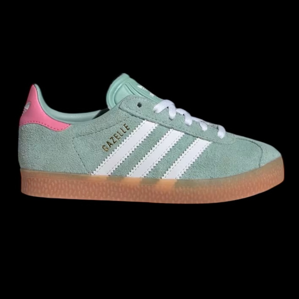 Adidas Sneaker  Gazelle Hazy Green Teal  White Pink US Kids 5.5 = Women 7 - 7.5